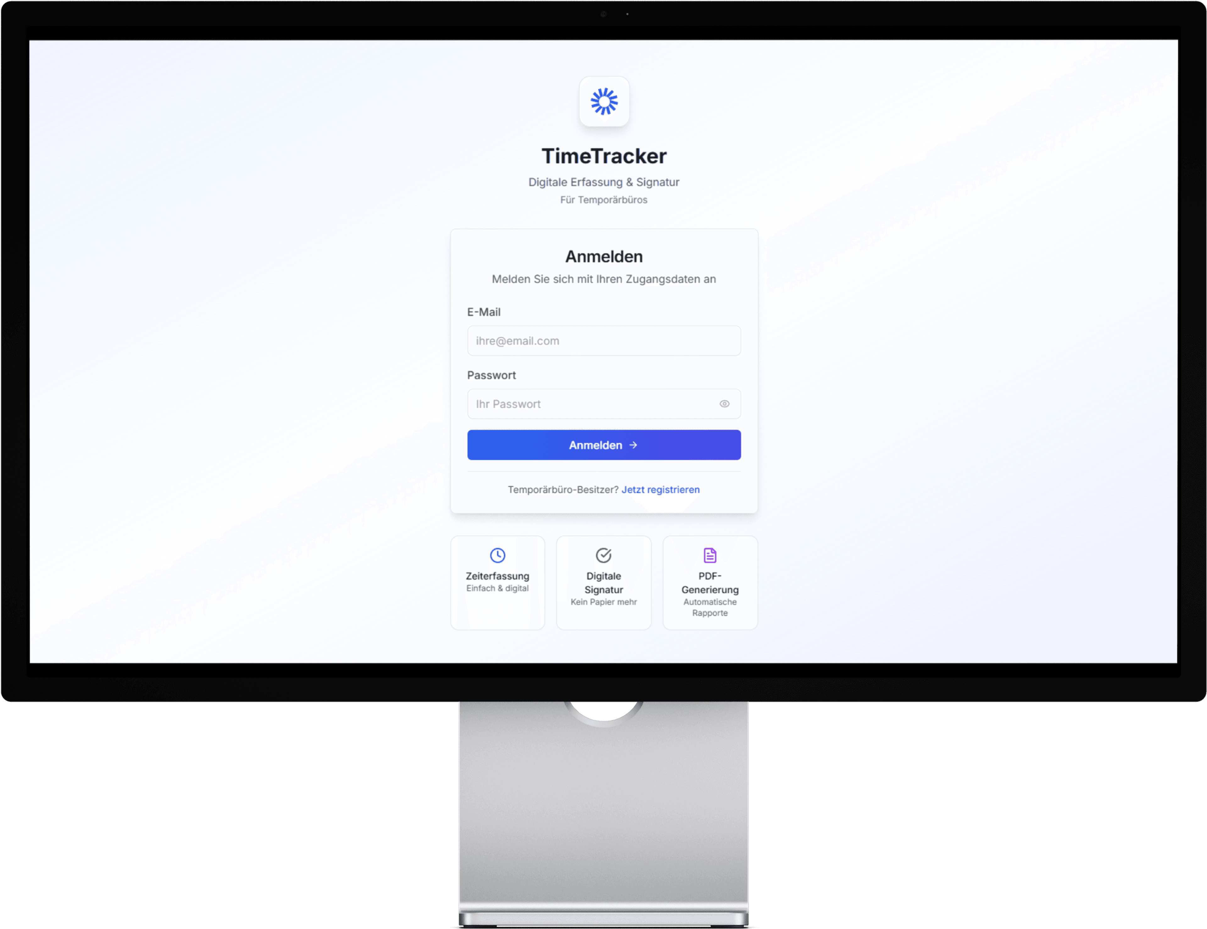 Desktop Zeiterfassung Mockup